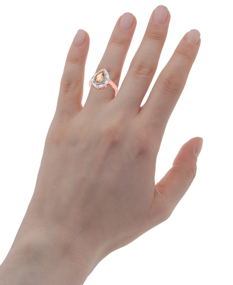 Swiss Blue Topaz (3-3/8 ct. t.w.) & White (1/6 Teardrop Halo Ring Sterling Silver (Also Amethyst Morganite)