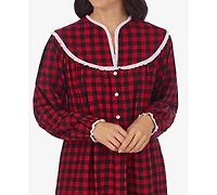 Lanz of Salzburg Cotton Lace-Trim Flannel Nightgown