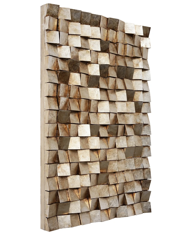 Empire Art Direct 'Textured 1' Metallic Handed Painted Rugged Wooden Blocks Wall Sculpture - 48" x 30"