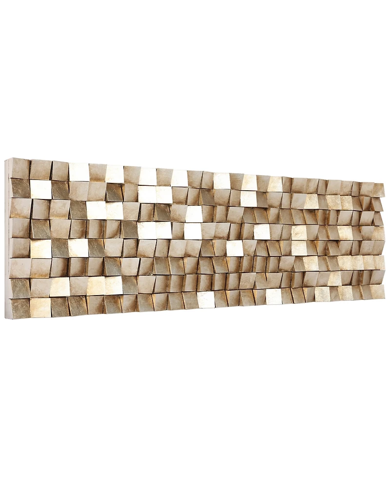 Empire Art Direct 'Textured 2' Metallic Handed Painted Rugged Wooden Blocks Wall Sculpture - 72" x 22"