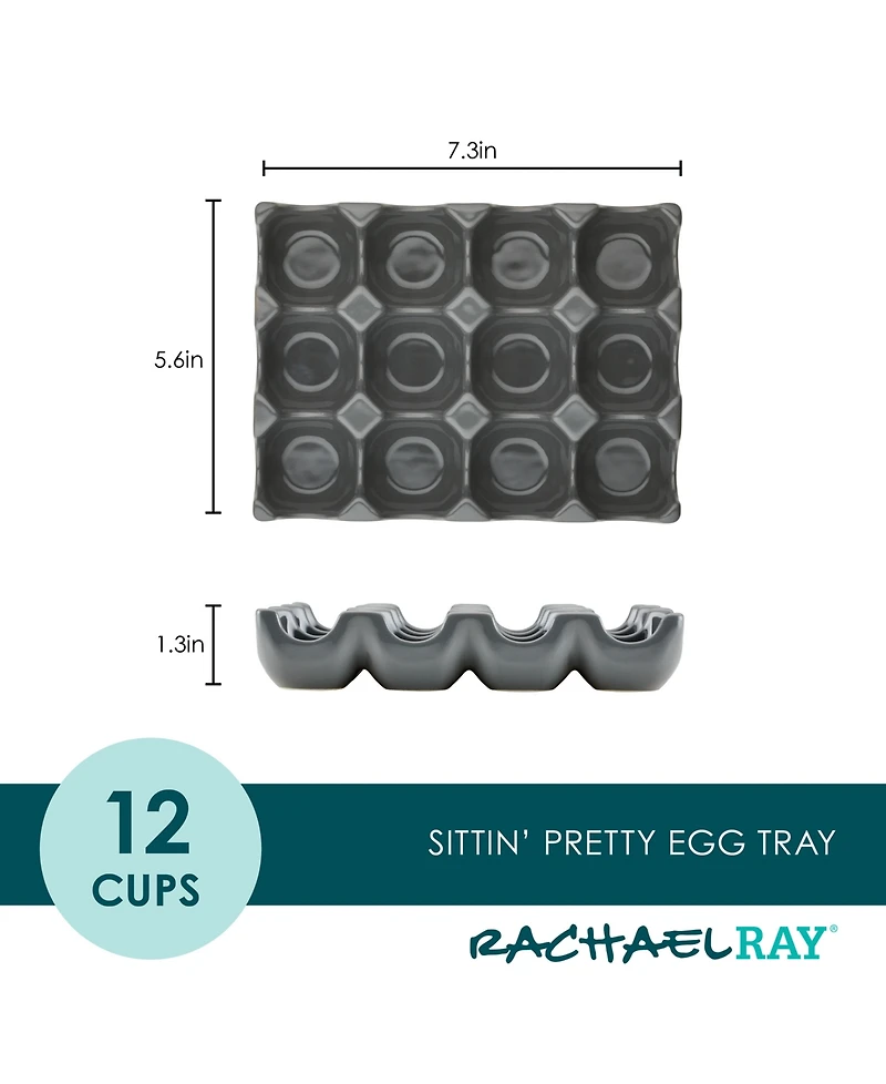 Rachael Ray Solid Glaze Ceramics Egg Tray, 12-Cup