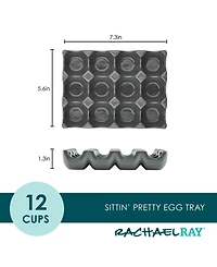 Rachael Ray Solid Glaze Ceramics Egg Tray, 12-Cup