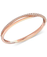 Swarovski Rose Gold-Tone Crystal Intertwining Double-Row Bangle Bracelet