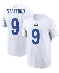 Men's Matthew Stafford White Los Angeles Rams Name and Number T-shirt