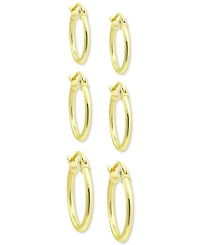Giani Bernini 3-Pc. Set Polished Round Hoop Earrings, Created for Macy's