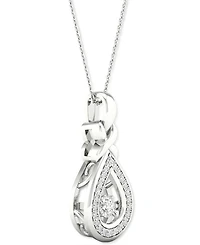 Twinkling Diamond Star Diamond Teardrop Halo 18" Pendant Necklace (1/4 ct. t.w.) in 10k White Gold