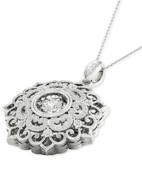 Twinkling Diamond Star Diamond Filigree 18" Pendant Necklace (1/3 ct. t.w.) in 10k White Gold