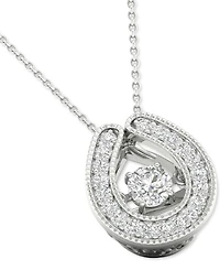 Twinkling Diamond Star Diamond Horseshoe 18" Pendant Necklace (1/4 ct. t.w.) in 10k White Gold