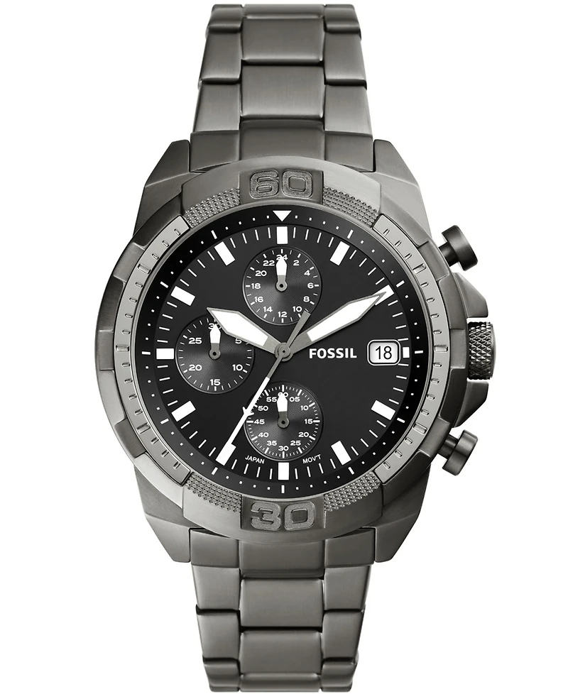 Fossil Men's Bronson Chronograph Gray Stainless Steel Bracelet Watch 44mm
