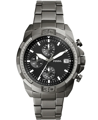 Fossil Men's Bronson Chronograph Gray Stainless Steel Bracelet Watch 44mm