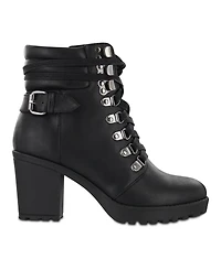 Mia Women's Annamaria Block Heel Lug Sole Biker Boots