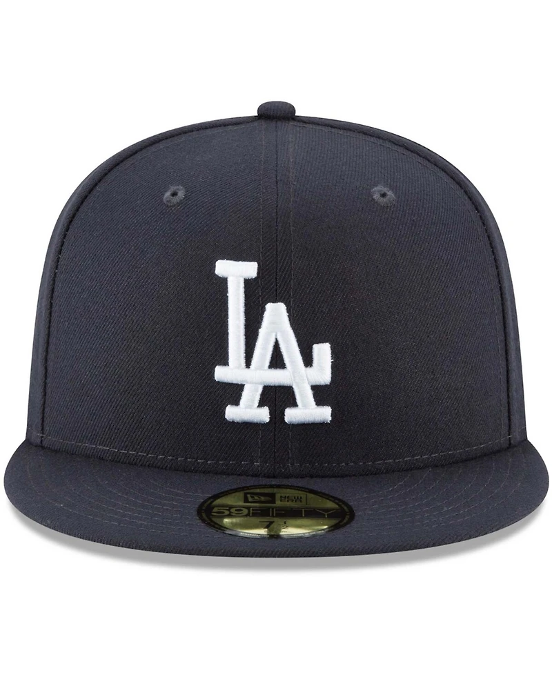 New Era Men's Navy Los Angeles Dodgers Logo White 59FIFTY Fitted Hat
