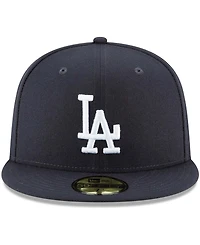 New Era Men's Navy Los Angeles Dodgers Logo White 59FIFTY Fitted Hat