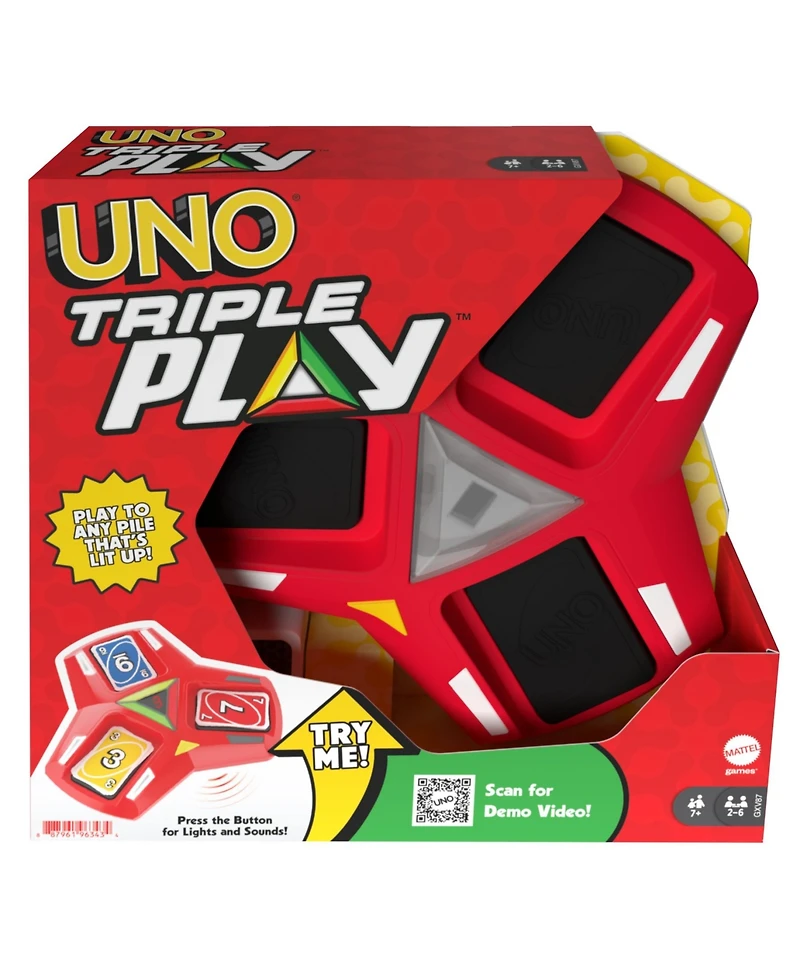 Uno Triple Play Card Game, Game for Family Night, Lights and Sounds