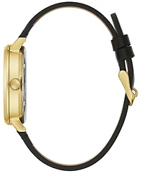 Caravelle Designed by Bulova Men's Automatic Black Leather Strap Watch 39.5mm