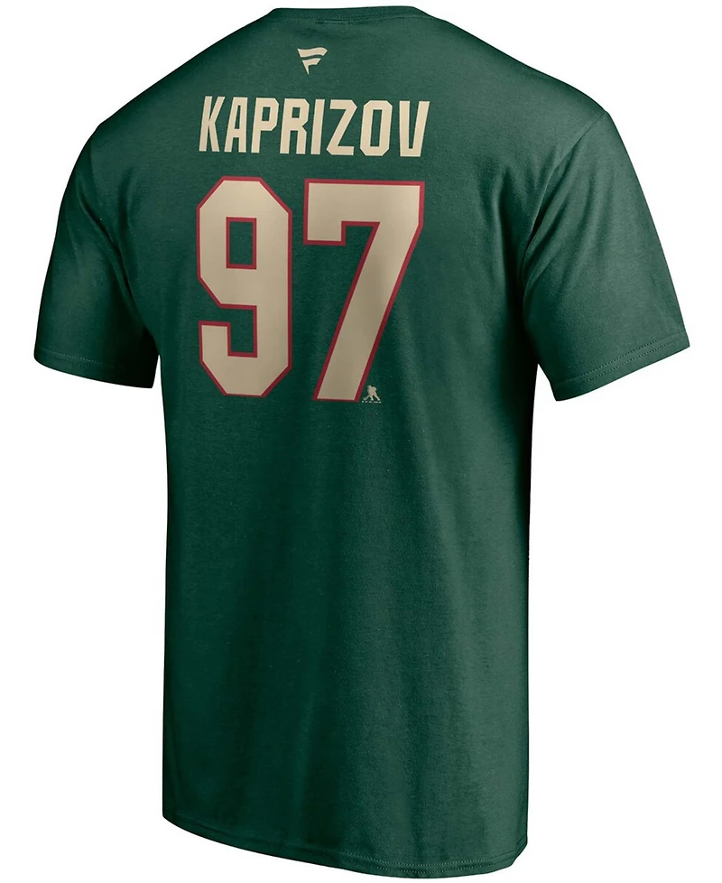 Men's Kirill Kaprizov Green Minnesota Wild Authentic Stack Name and Number T-shirt