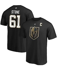 Men's Mark Stone Black Vegas Golden Knights Authentic Stack Player Name and Number Captain Patch T-shirt