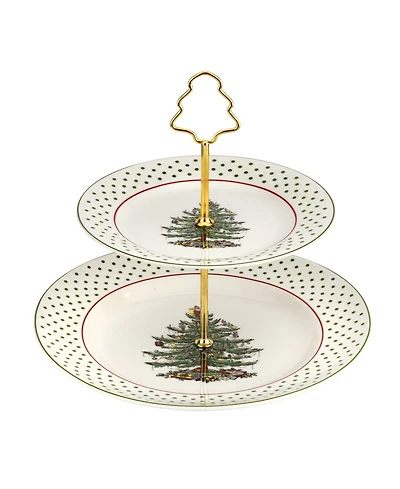 Spode Christmas Tree Polka Dot 2-Tiered Server