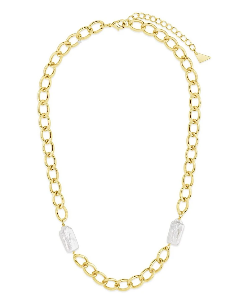 Sterling Forever Women's Imitation Pearl Chain Necklace