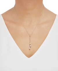 Tri-Gold Lariat Necklace in 14k Gold, White Gold and Rose Gold