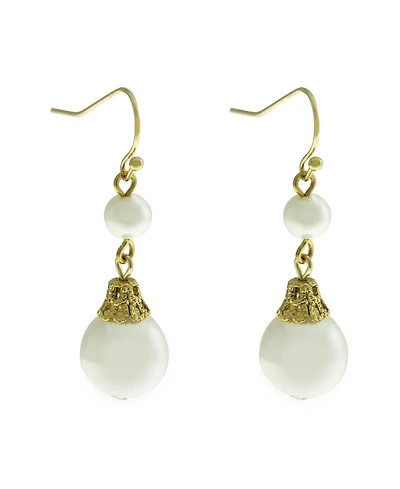 2028 Double Imitation Pearl Drop Wire Earrings