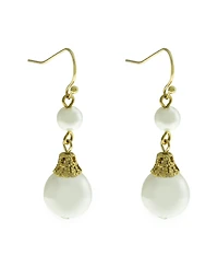 2028 Double Imitation Pearl Drop Wire Earrings