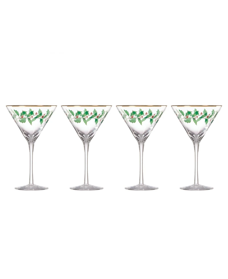 Holiday Decal Martini Glass, Set of 4
