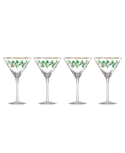 Holiday Decal Martini Glass, Set of 4