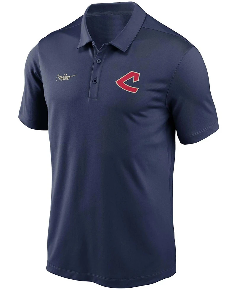 Men's Navy Cleveland Indians Cooperstown Collection Logo Franchise Performance Polo