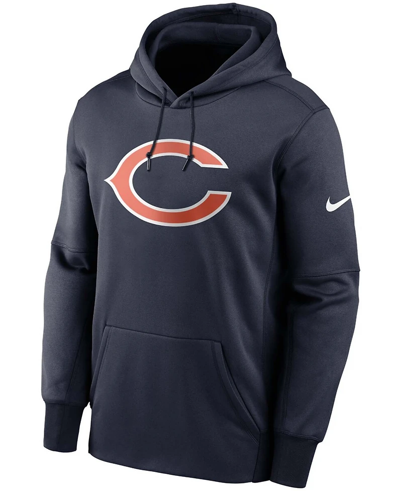 Men's Big and Tall Navy Chicago Bears Fan Gear Primary Logo Therma Performance Pullover Hoodie
