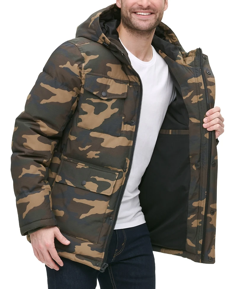 Levi's Men's Quilted Four Pocket Parka Hoody Jacket