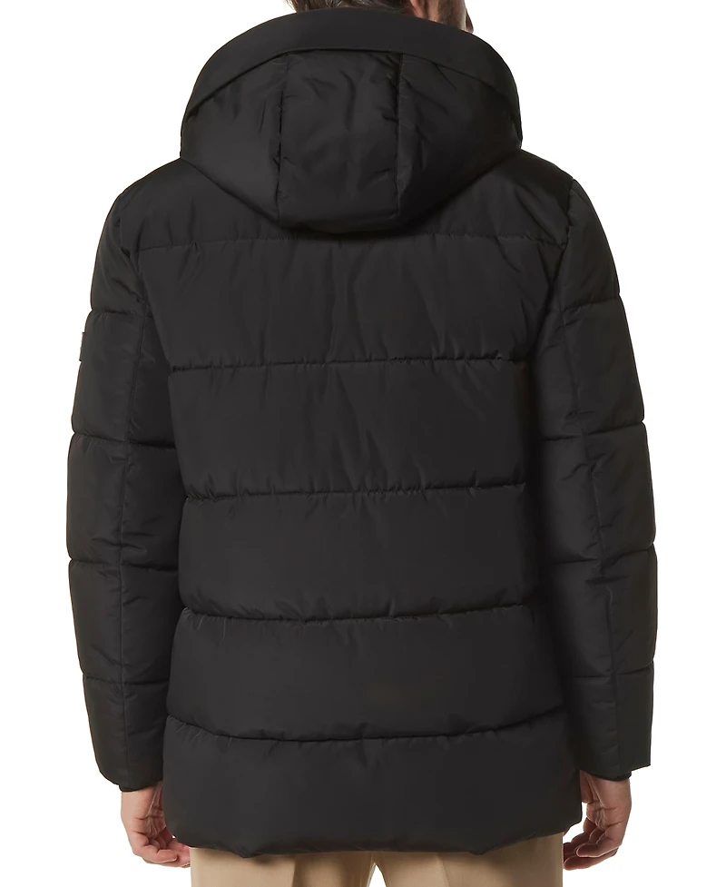 Marc New York Men's Yarmouth Micro Sheen Parka Jacket with Fleece-Lined Hood
