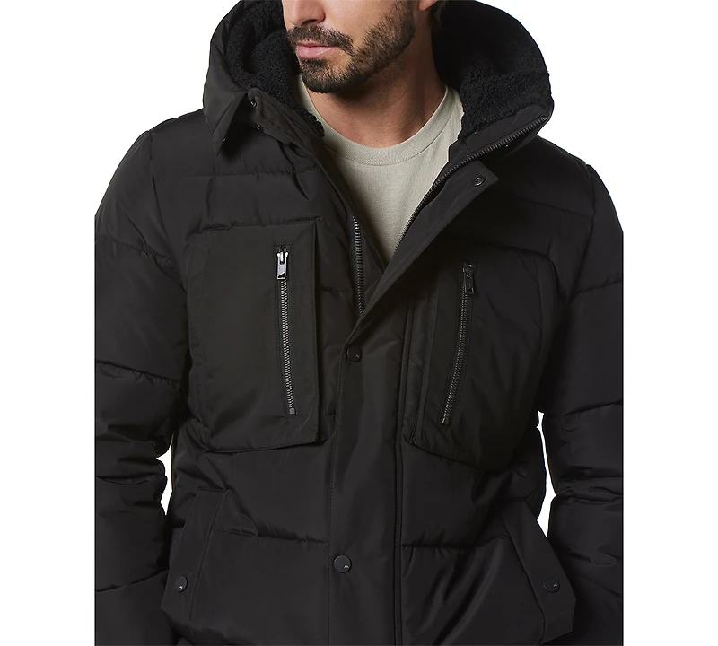 Marc New York Men's Yarmouth Micro Sheen Parka Jacket with Fleece-Lined Hood