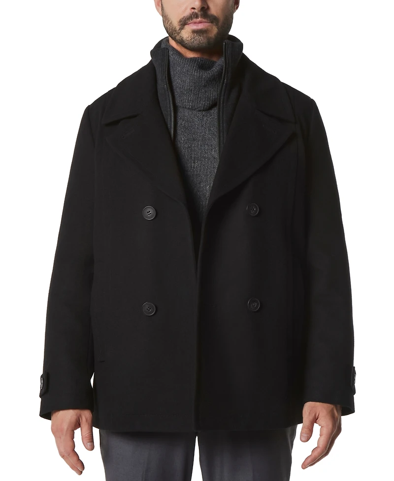 Marc New York Men's Danton Peacoat with Inset Bib