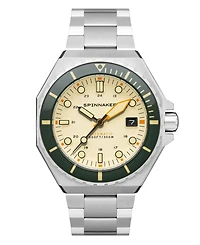 Spinnaker Men's Dumas Automatic Sahara with Silver-Tone Solid Stainless Steel Bracelet Watch 44mm