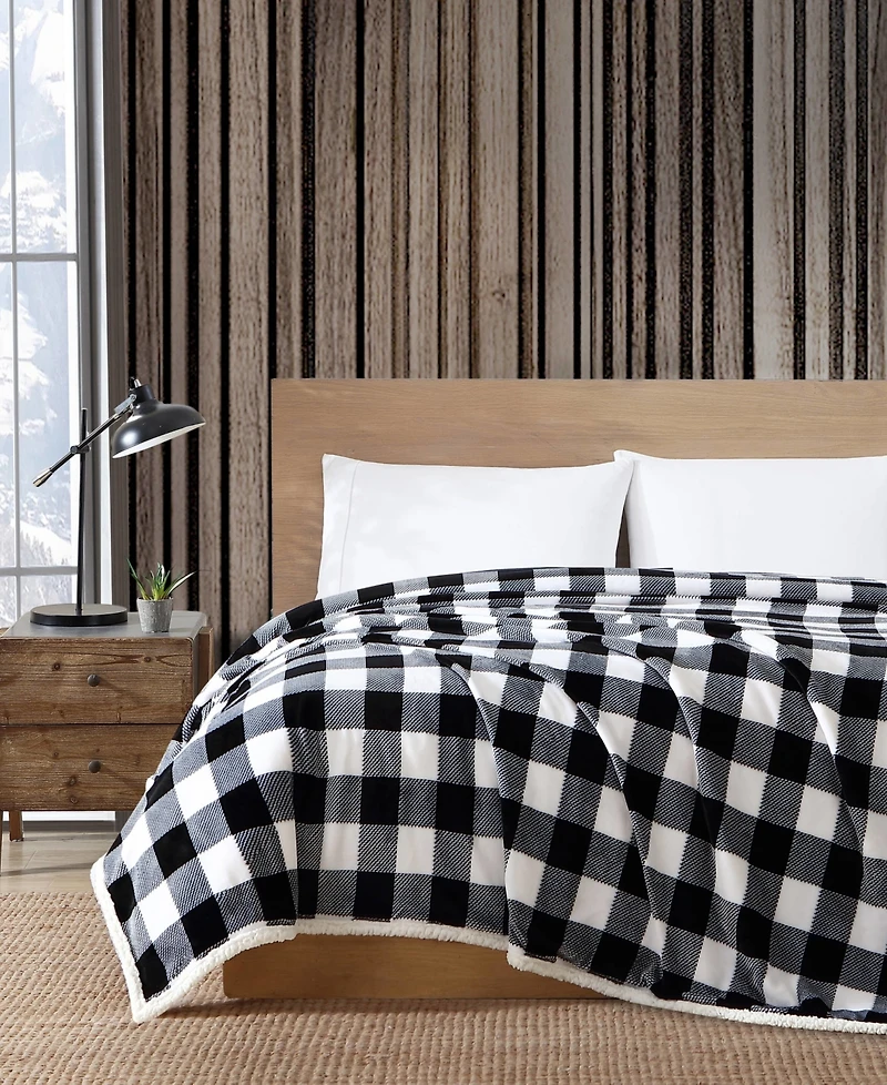 Eddie Bauer Cabin Plaid Ultra Soft Plush Fleece Reversible Blanket