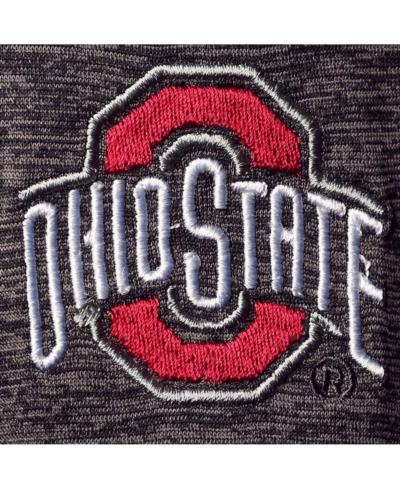 Men's Heather Black Ohio State Buckeyes Down Swing Raglan Polo Shirt