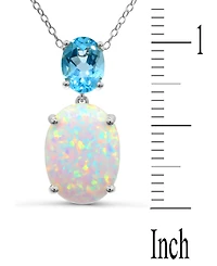 Lab-Grown Opal (4-1/3 ct. t.w.) & Sky Blue Topaz (2 ct. t.w.) 18" Pendant Necklace in Sterling Silver
