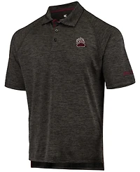 Men's Heather Black Montana Grizzlies Down Swing Raglan Polo Shirt