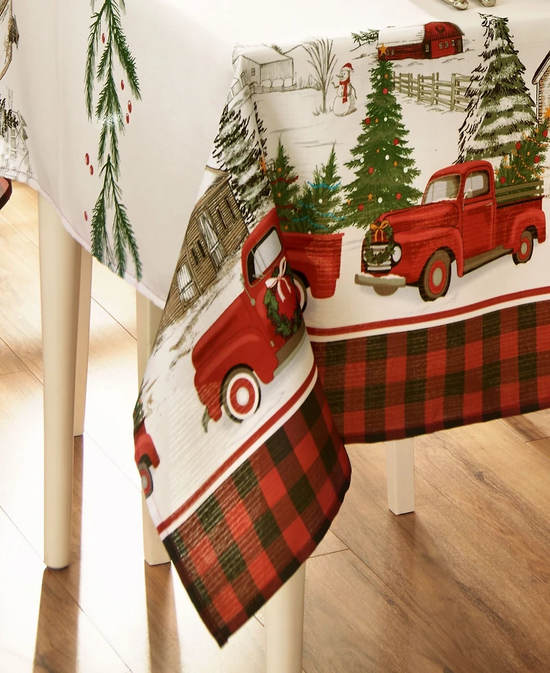 Vintage Christmas Tree Farm Holiday Rectangle Tablecloth 60" x 144"