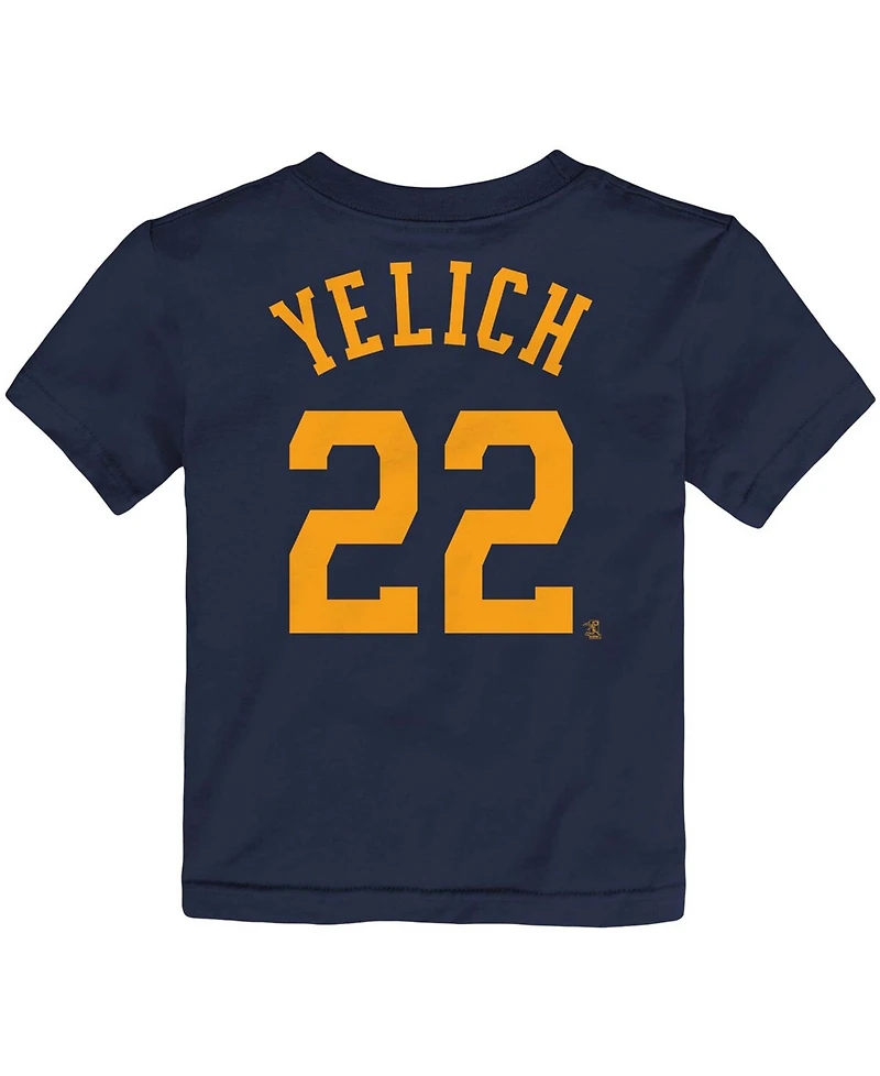 Toddler Boys and Girls Christian Yelich Navy Milwaukee Brewers Player Name and Number T-Shirt