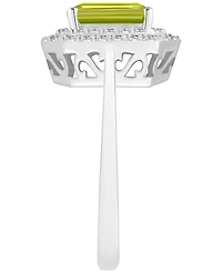 Rhodolite Garnet (2 ct. t.w.) & White Topaz (1/2 Rectangle Halo Ring Sterling Silver (Also Peridot, Citrine, Amethyst, Blue Topaz)