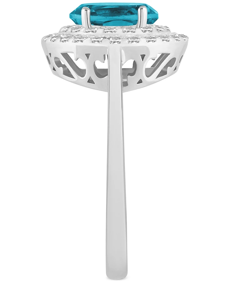 Rhodolite Garnet (1-1/2 ct. t.w.) & White Topaz (3/8 Oval Halo Ring Sterling Silver (Also Citrine, Blue Topaz, Amethyst, Peridot)