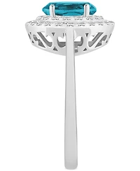 Rhodolite Garnet (1-1/2 ct. t.w.) & White Topaz (3/8 Oval Halo Ring Sterling Silver (Also Citrine, Blue Topaz, Amethyst, Peridot)