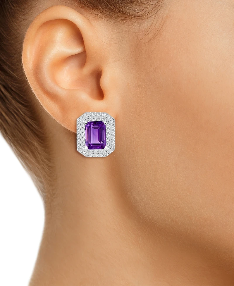Rhodolite Garnet (3-7/8 ct. t.w.) & White Topaz (7/8 Stud Earrings Sterling Silver (Also Citrine, Peridot, Amethyst, Blue Topaz)