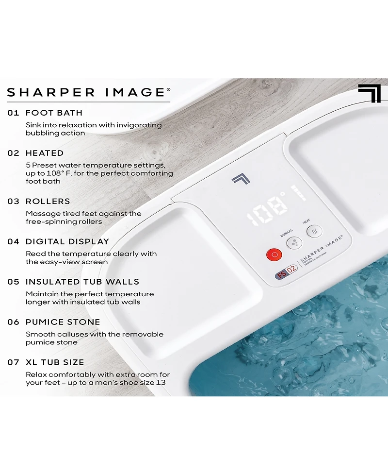 Sharper Image Spa Haven Foot Bath, Heated with Rollers and Lcd Display