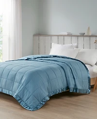 Madison Park Cambria Oversized Down Alternative Satin Trim Blanket