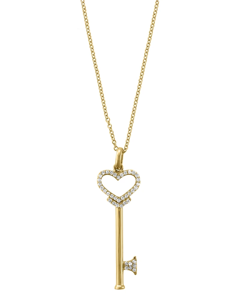Effy Diamond Diamond Heart Key Pendant (1/5 ct. t.w.) in 14k Rose Gold