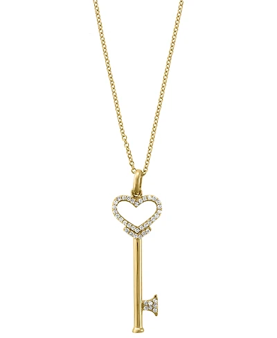 Effy Diamond Diamond Heart Key Pendant (1/5 ct. t.w.) in 14k Rose Gold