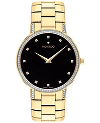 Movado Faceto Men's Swiss Diamond (3/8 ct. t.w.) Gold-Tone Pvd Bracelet Watch 39mm